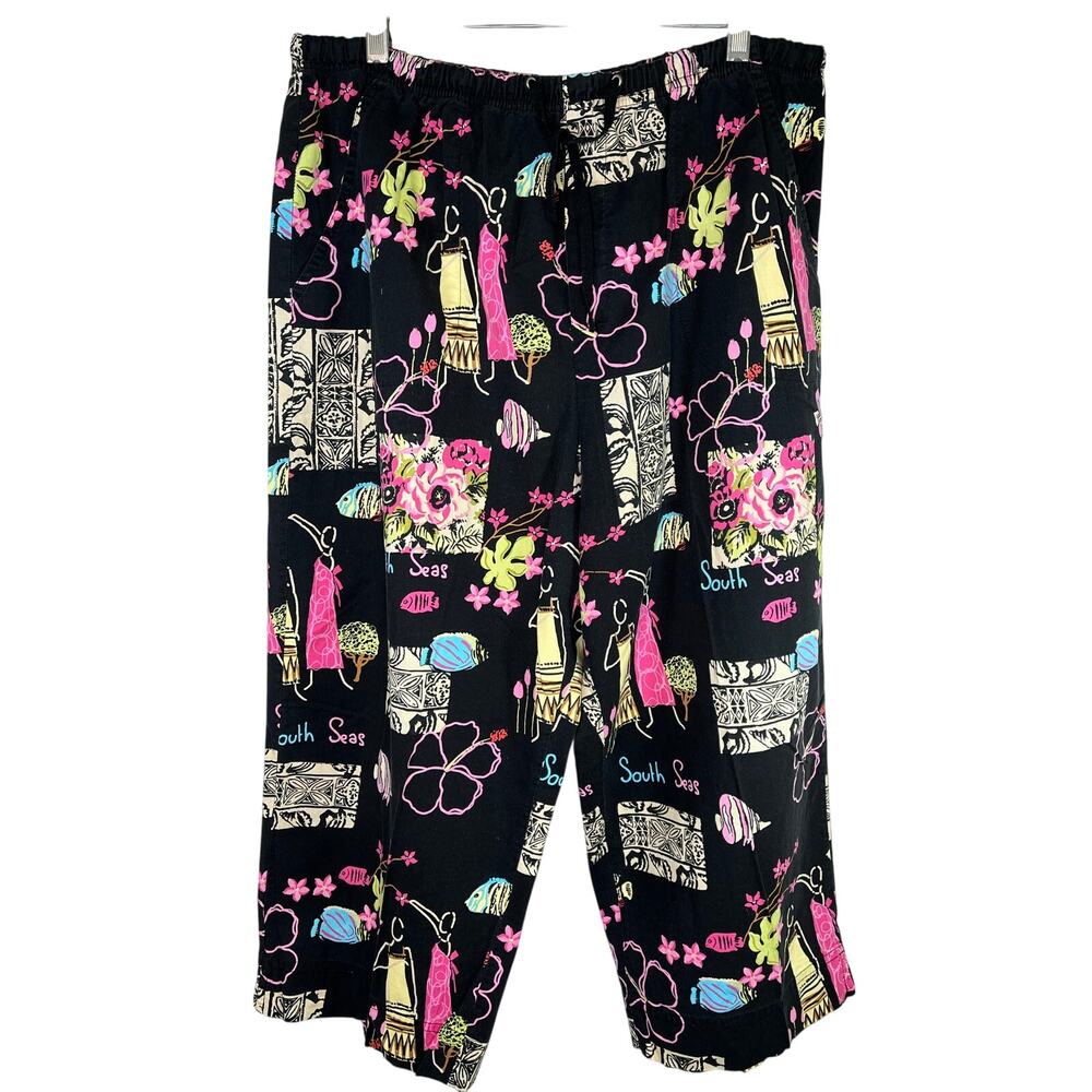 White Stag South Seas tropical print crop pants, size L, EUC